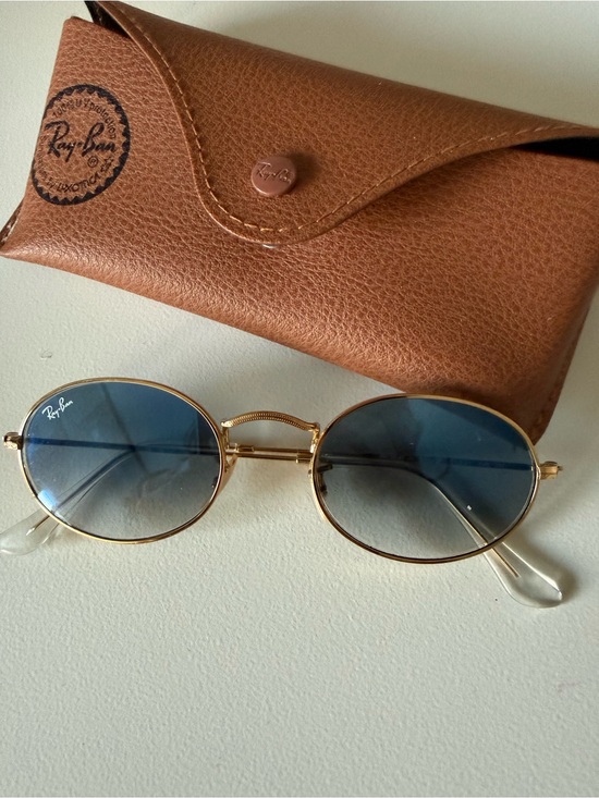 Ray-Ban Accessories - Ray-Ban Gold Frame Blue Lens Oval Sunglasses